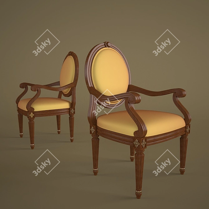 Elegant Comfort: Classic Luxury Chair 3D model image 1