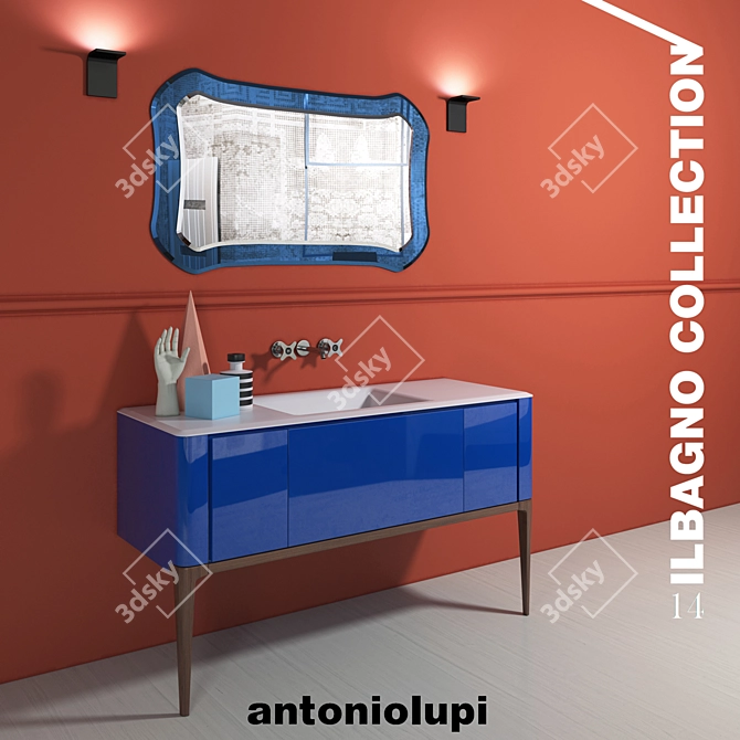 Title: ILBAGNO 14 4-Piece Bathroom Set 3D model image 1