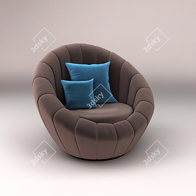 Elegant Velvet Armchair Set 3D model image 2