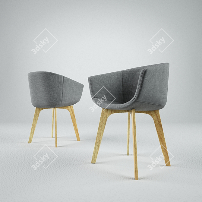 Cory Wood Armchair: Exquisite Comfort 3D model image 1