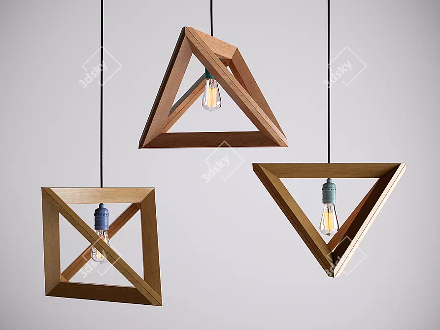 Geometric Wooden Lampshades by Herr Mandel 3D model image 2