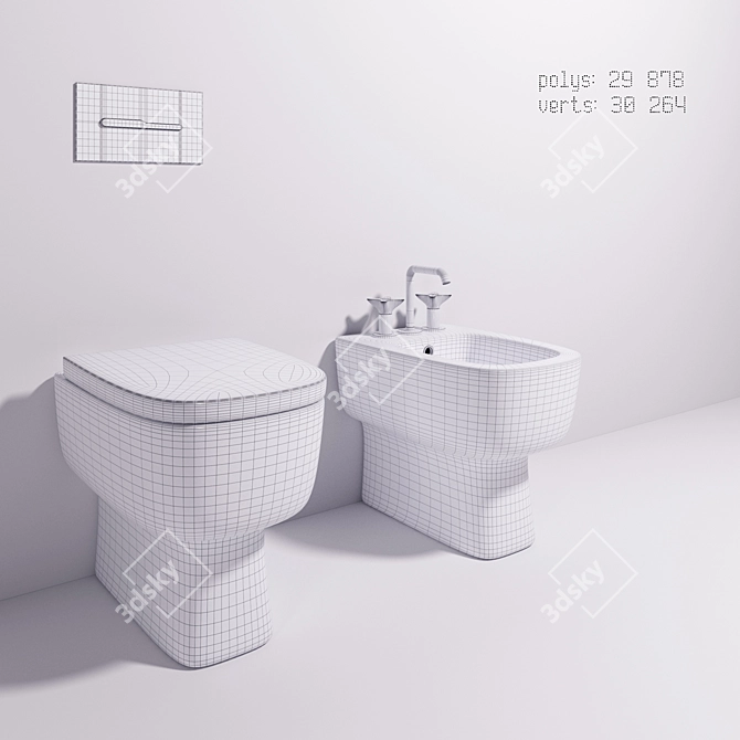 ILBAGNO 14 Duetto Collection: Toilet, Bidet, Mixer 3D model image 2