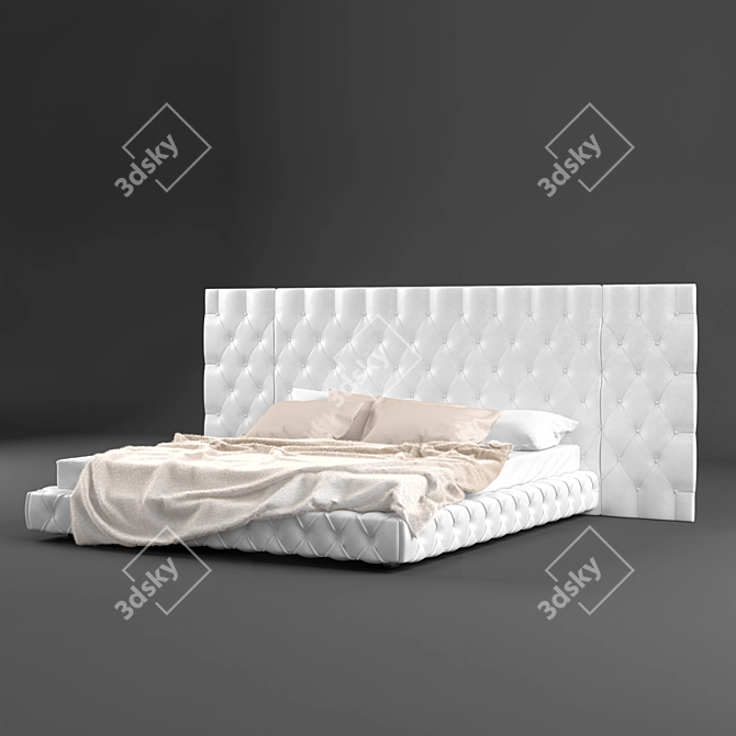  Valmori Class Capitonne Double Bed 3D model image 1