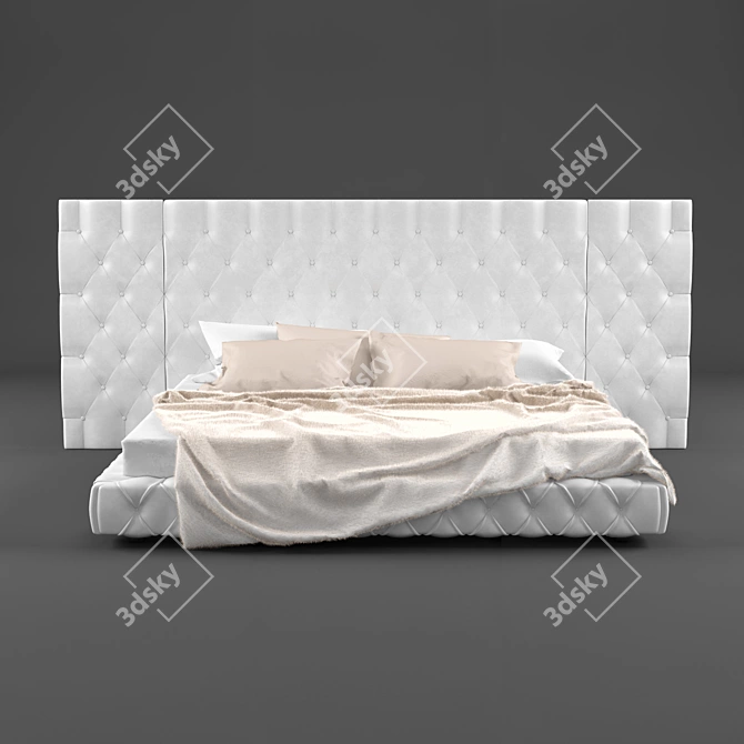  Valmori Class Capitonne Double Bed 3D model image 2