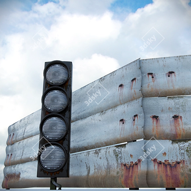 Race Track Barrier & Traffic Lights 3D model image 1