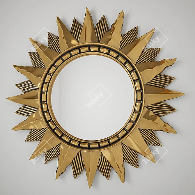 Golden Sun Mirror: Italian Metal Wall Décor 3D model image 1