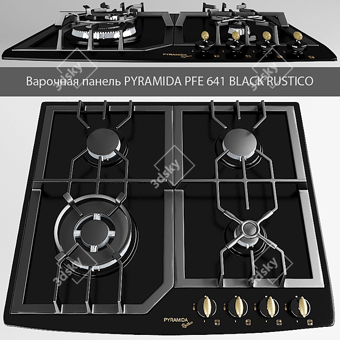 PYRAMIDA PFE 641 Black Rustico: Sleek Gas Cooktop 3D model image 1