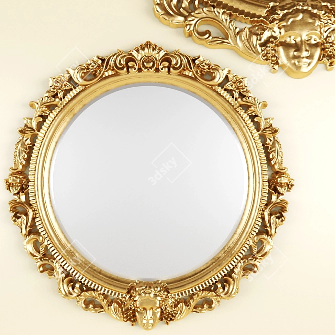 Baroque Gold Mirror: Luxury Wall Decor 3D model image 1