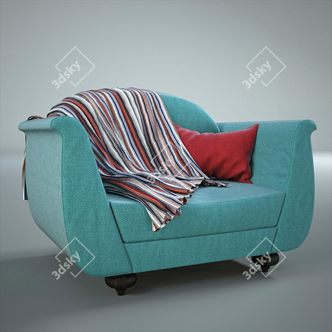 Renewed 1920s Vintage Armchair 3D model image 1