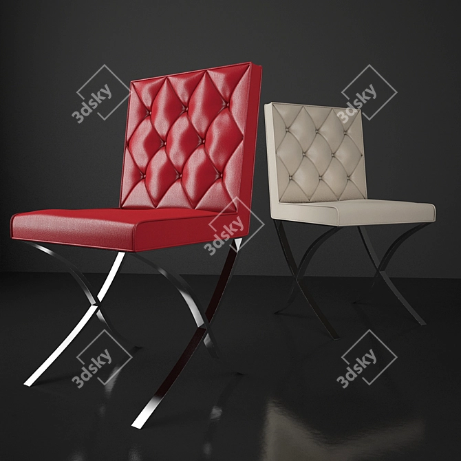 Elegant Red China Dining Chair 3D model image 1