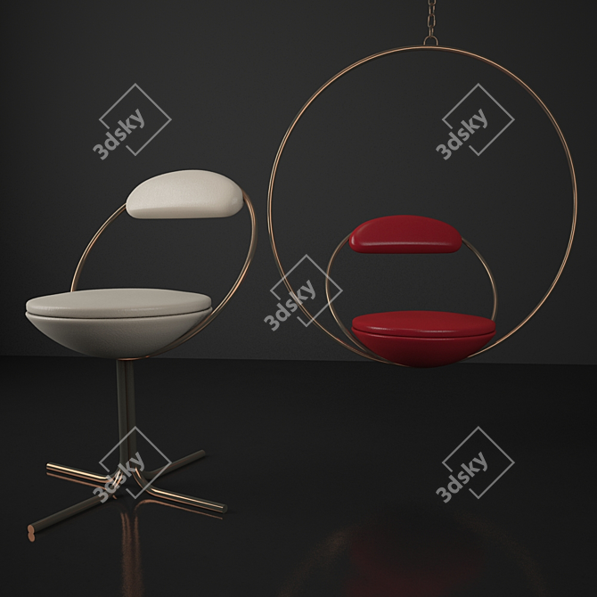 Sleek & Modern LEE BROOM Hoop Chair 3D model image 1