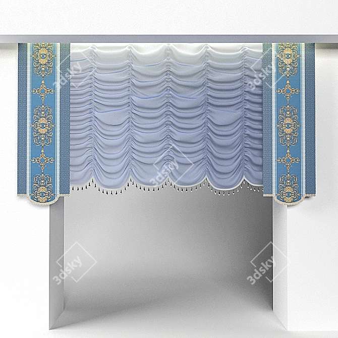 Elegant French Tapestry Curtain 3D model image 1