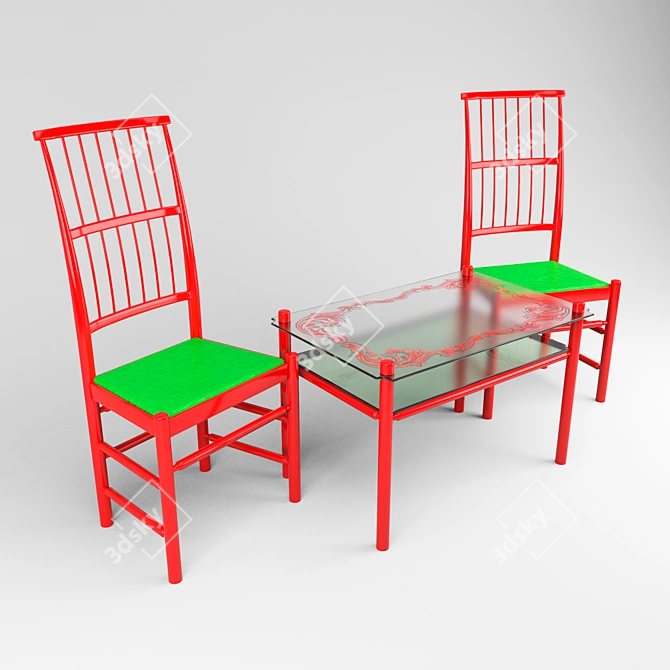  2-in-1 Chair and Table Set 3D model image 1