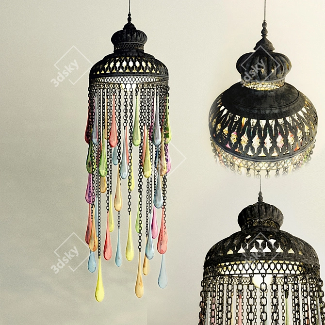 Arabic Colorful Lantern: Vibrant Illumination 3D model image 1