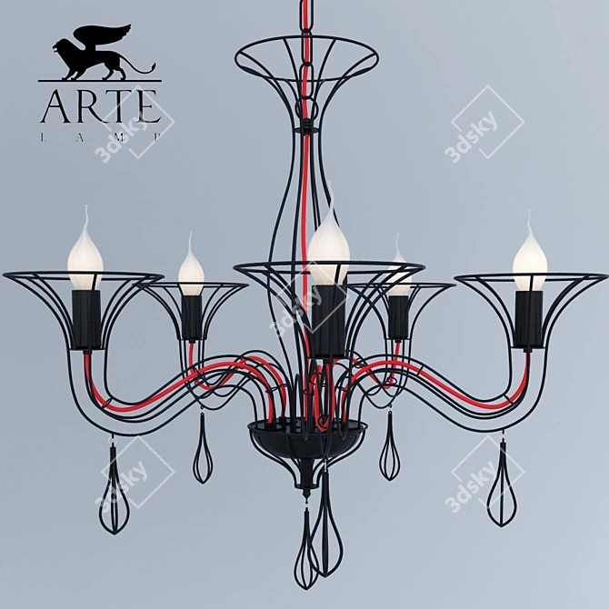 Elegant Black & White Chandelier 3D model image 1