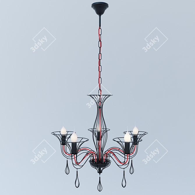 Elegant Black & White Chandelier 3D model image 2