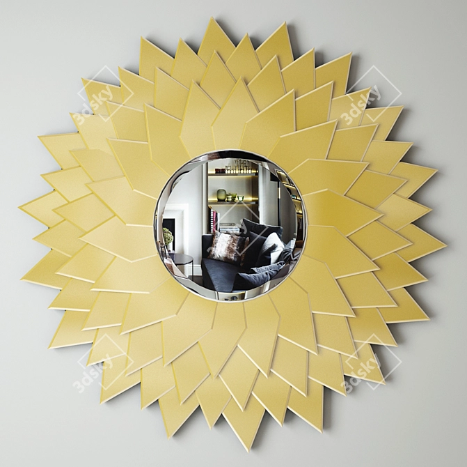 Round Sunflower Mirror: Brighten Your Space 3D model image 1