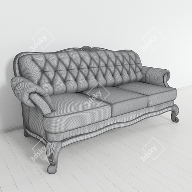 Elegant Leather Sofa: Classic Comfort 3D model image 2