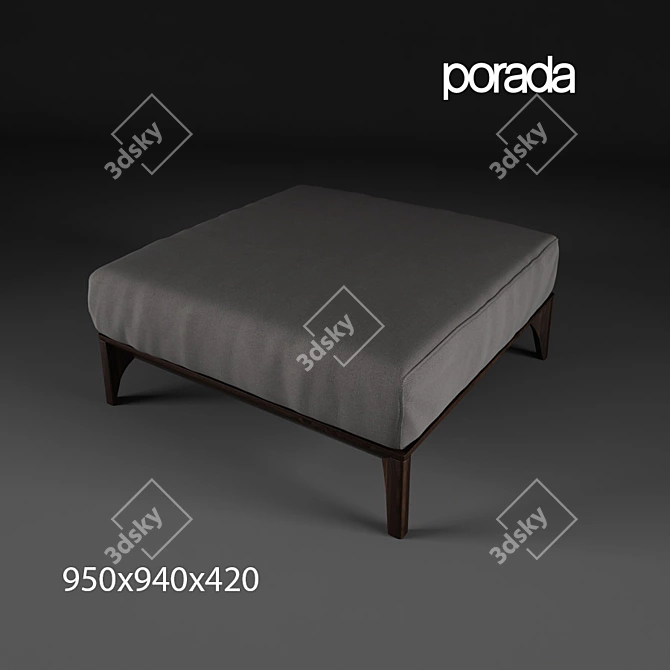 Elegant Porada Fellow Pouf 3D model image 2