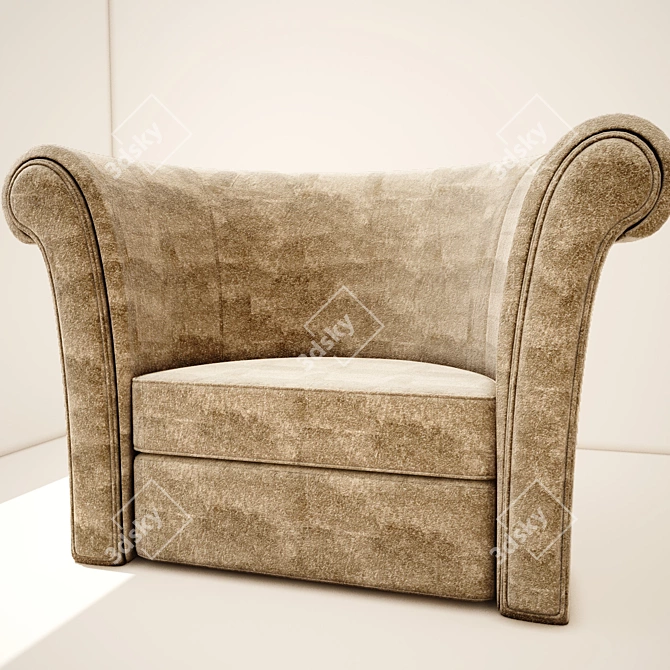 Title: Velvet Armchair with Texture Masks 3D model image 1