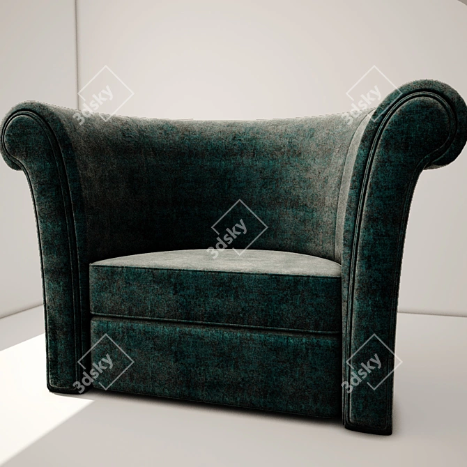 Title: Velvet Armchair with Texture Masks 3D model image 2