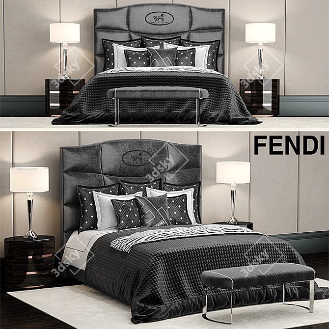 Luxury Fendi George Bed 3D model image 1