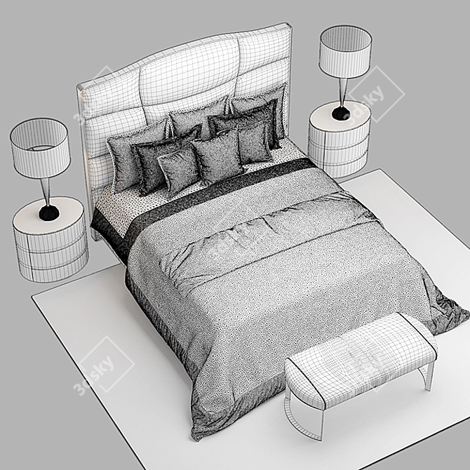 Luxury Fendi George Bed 3D model image 3