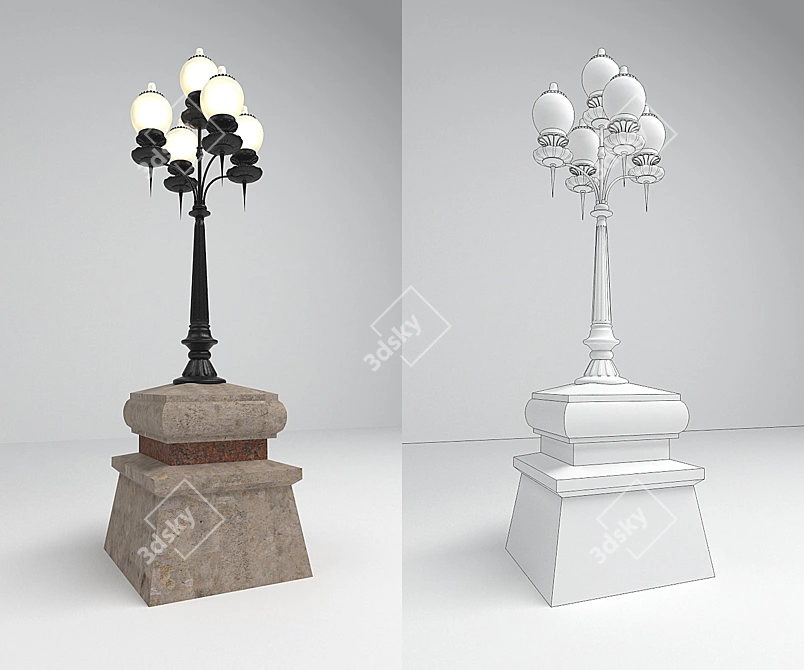 Vintage Streetlight: Customizable Design 3D model image 1