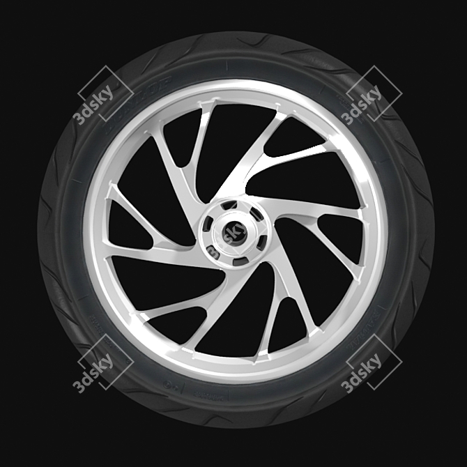 Durable Motorcycle Tire 3D model image 1