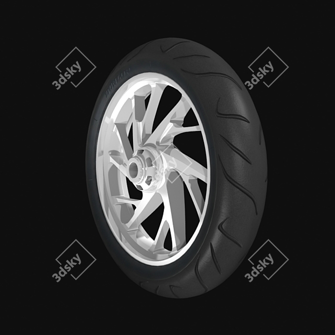 Durable Motorcycle Tire 3D model image 2