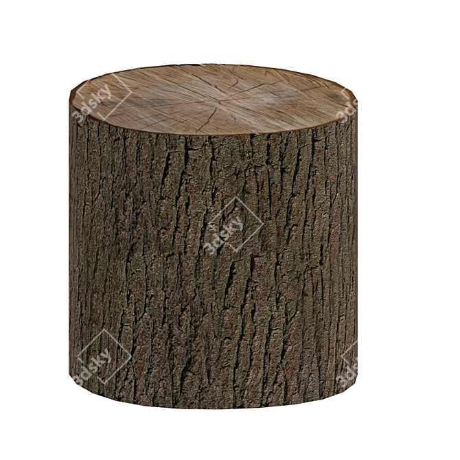 Rustic Oak Stump 3D model image 1