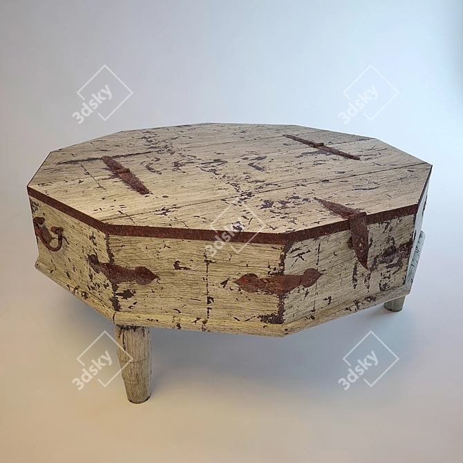 Vintage Wooden Table 3D model image 1