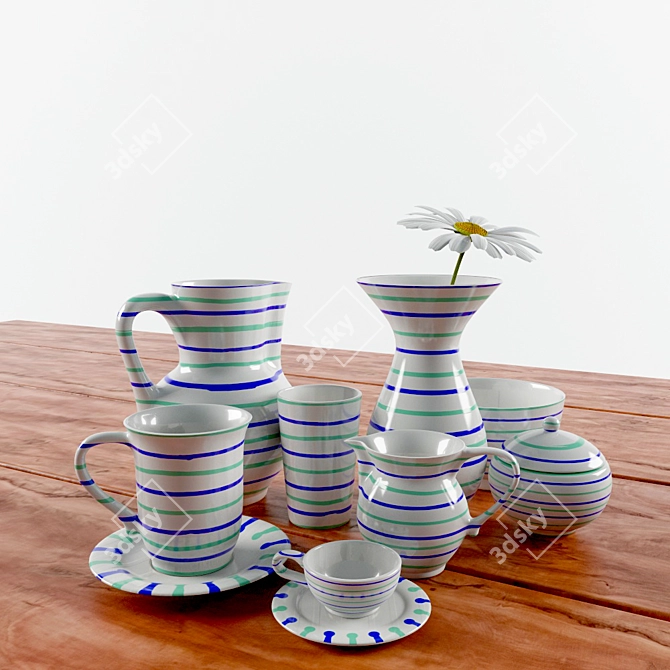 Elegant Traunsee Ceramic Set 3D model image 1