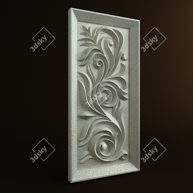 Elegant 3D Carved Ornament 3D model image 2