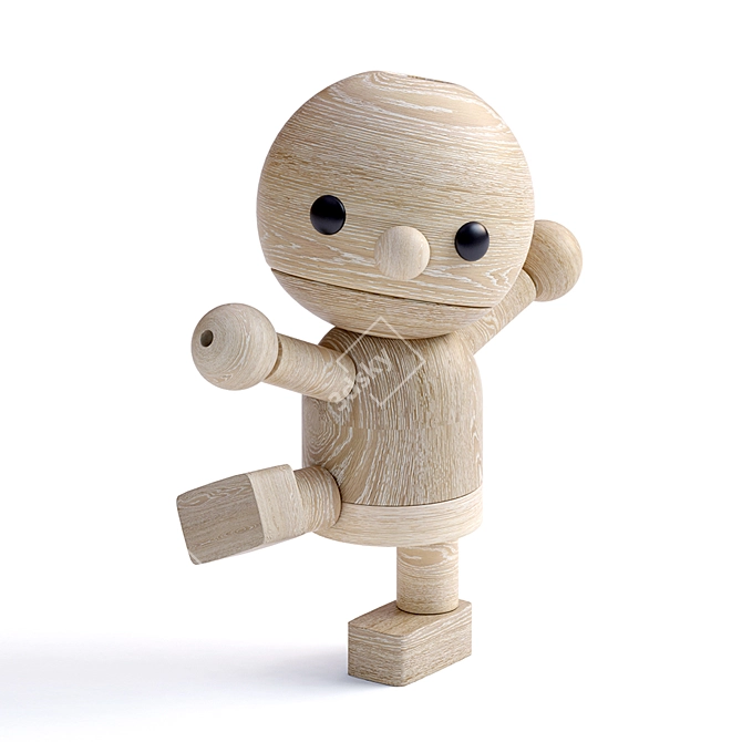 Rustic Wooden Doll: The Natural Charm! 3D model image 1