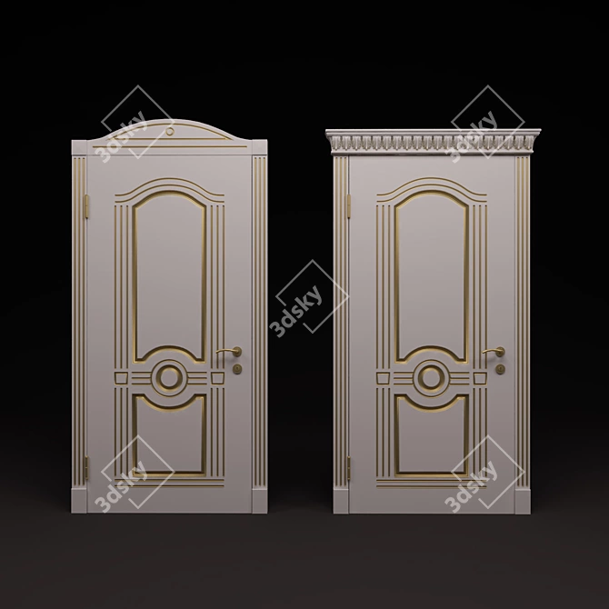 Versatile Door with Dual Crown Molding 3D model image 1