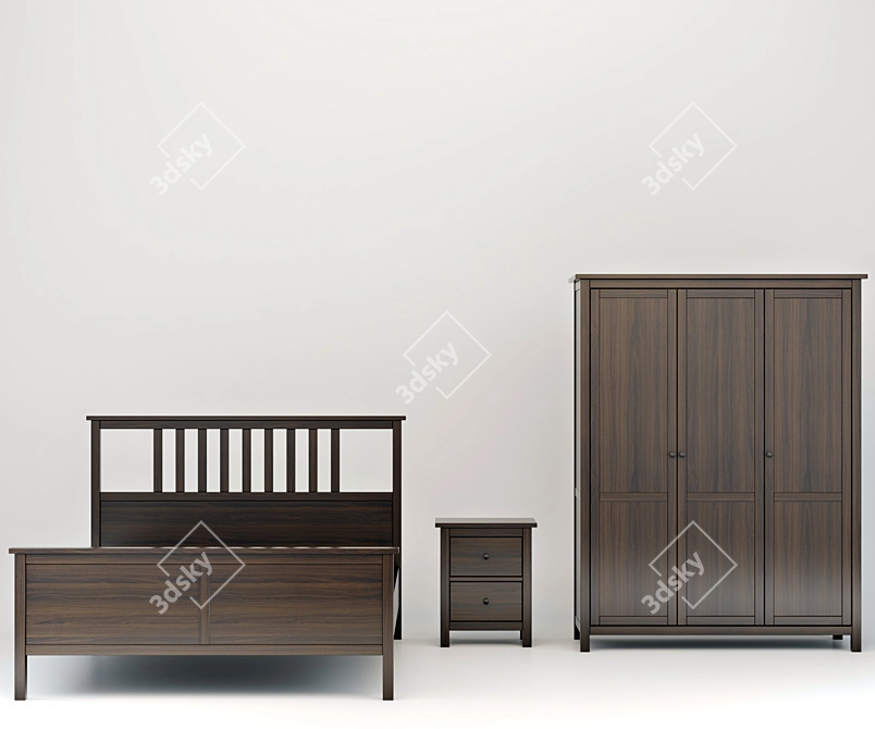 Hemnes Bedframe & Bedroom Storage 3D model image 1