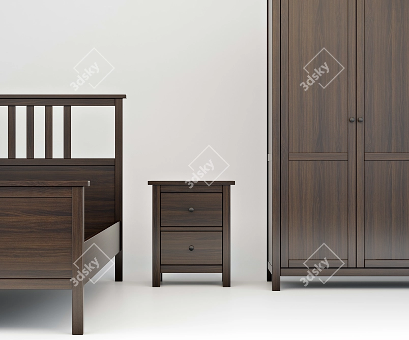 Hemnes Bedframe & Bedroom Storage 3D model image 2