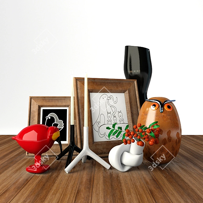 Scandinavian Birds Decor Set 3D model image 1