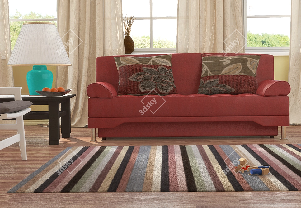 Lolita" Red Velvet Sofa 3D model image 2