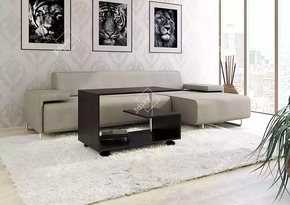 Sleek Chrome Coffee Table 3D model image 2