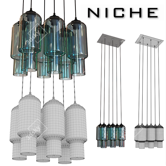 Nichemodern 6-Pack Canopy: Modern Designer Ceiling Light 3D model image 1