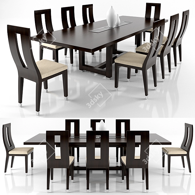 Sleek Modern Dining Table 3D model image 1