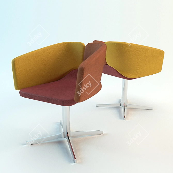 Sleek X-Foot Chair by Area Declic 3D model image 1