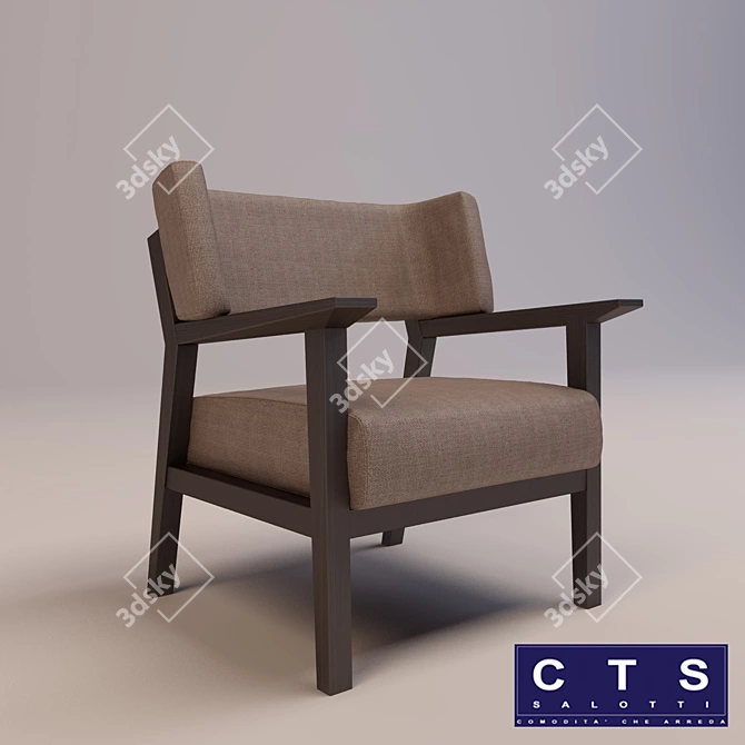 Elegant Wood Lounge Chair 3D model image 1