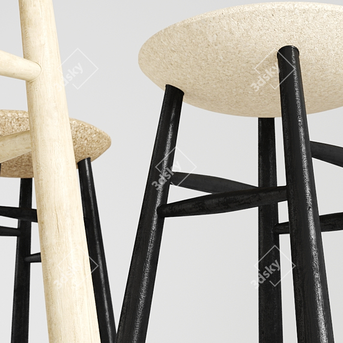 Elegant Hem Bar Stools 3D model image 2