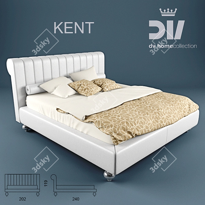 Elegant Metal-Leg Bed 3D model image 1