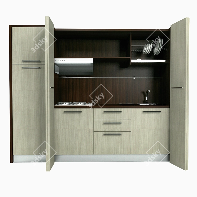 Compact Italian kitchen 3D model image 1