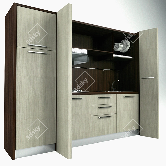 Compact Italian kitchen 3D model image 2