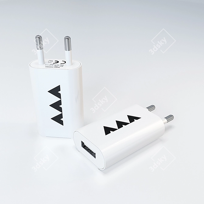 Portable USB Travel Charger 3D model image 2